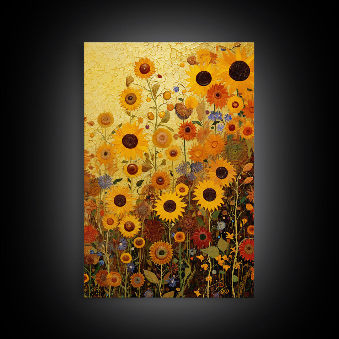 Sunflowers Wall Art, Flower Wall Print, Yellow Flowers, Nature Print, Wildflowers Art, Canvas Print, Wall Art, Vertical Art, Southern Decor