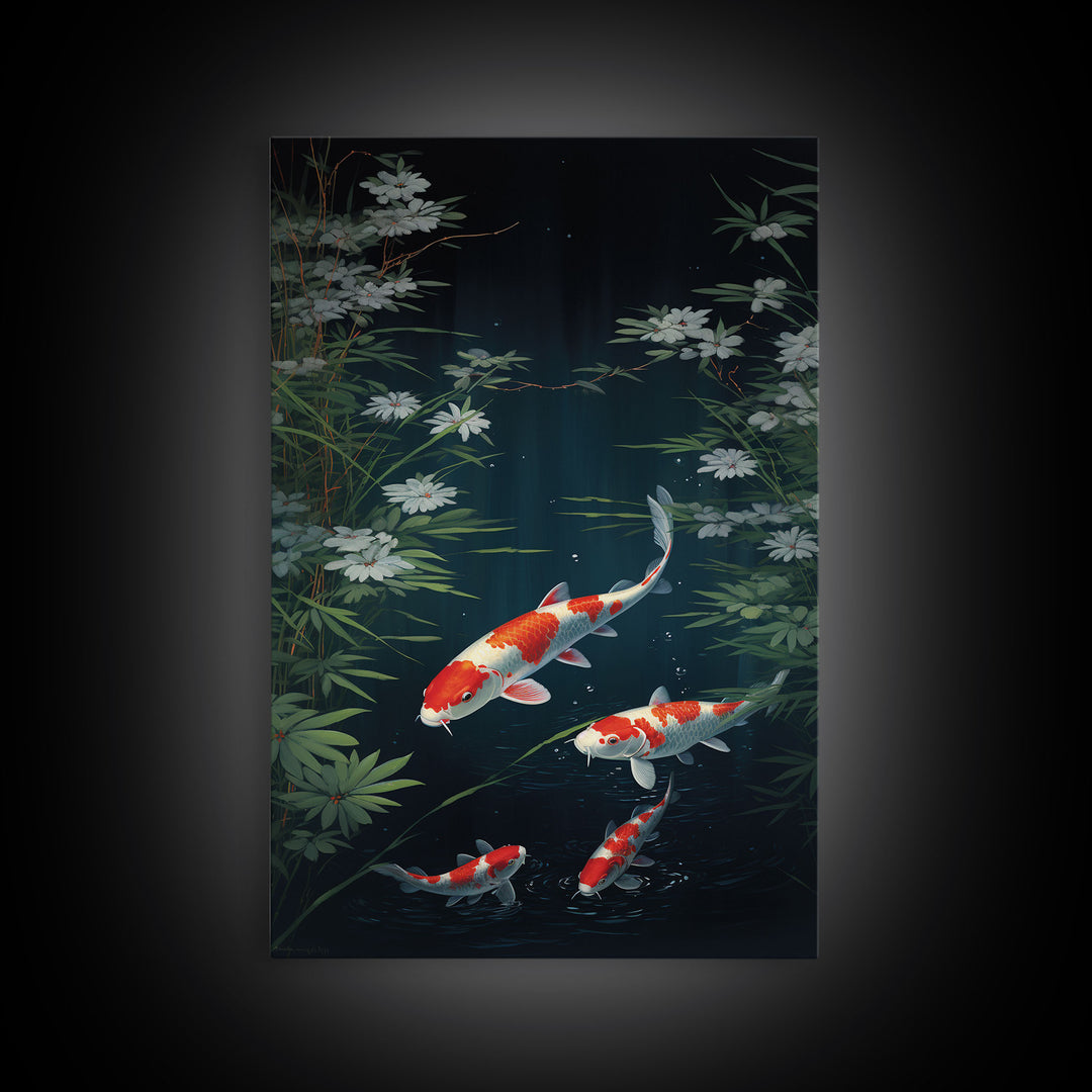 Koi Fish Wall Art, Fish Painting, Zen Wall Art, Fish Wall Art, Nature Print, Canvas Print, Wall Art, Vertical Art, Home Office Art, RV Decor