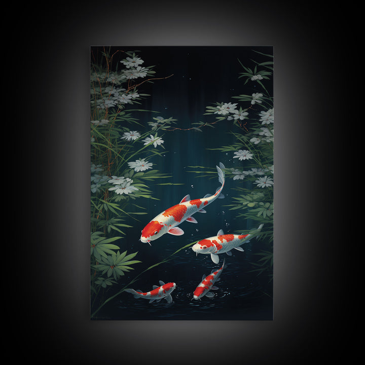 Koi Fish Wall Art, Fish Painting, Zen Wall Art, Fish Wall Art, Nature Print, Canvas Print, Wall Art, Vertical Art, Home Office Art, RV Decor
