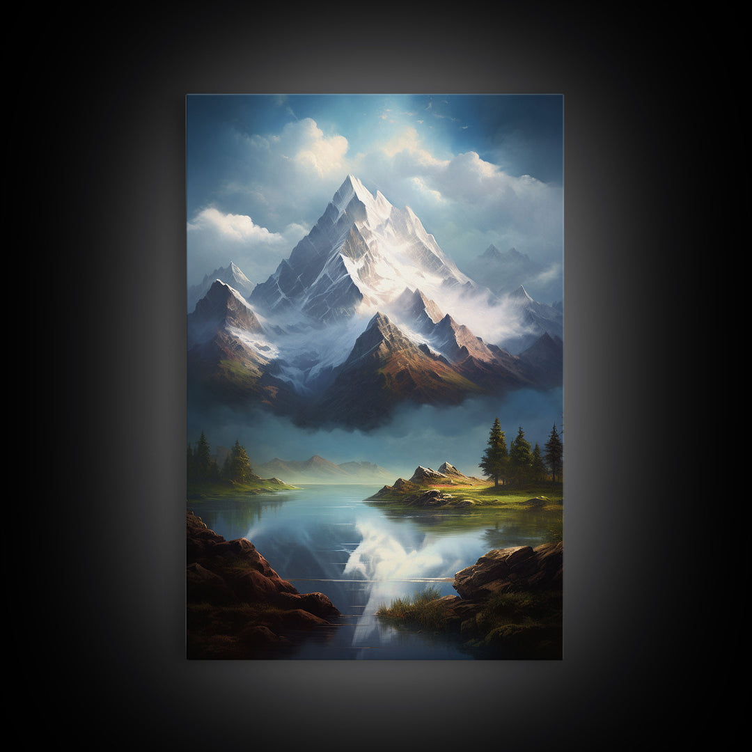 Mountains Wall Art, Lake Wall Print, Landscape Wall Art, Canvas Print, Wall Art, Vertical Art, Client Gift, Ranch House Decor, Office Prints