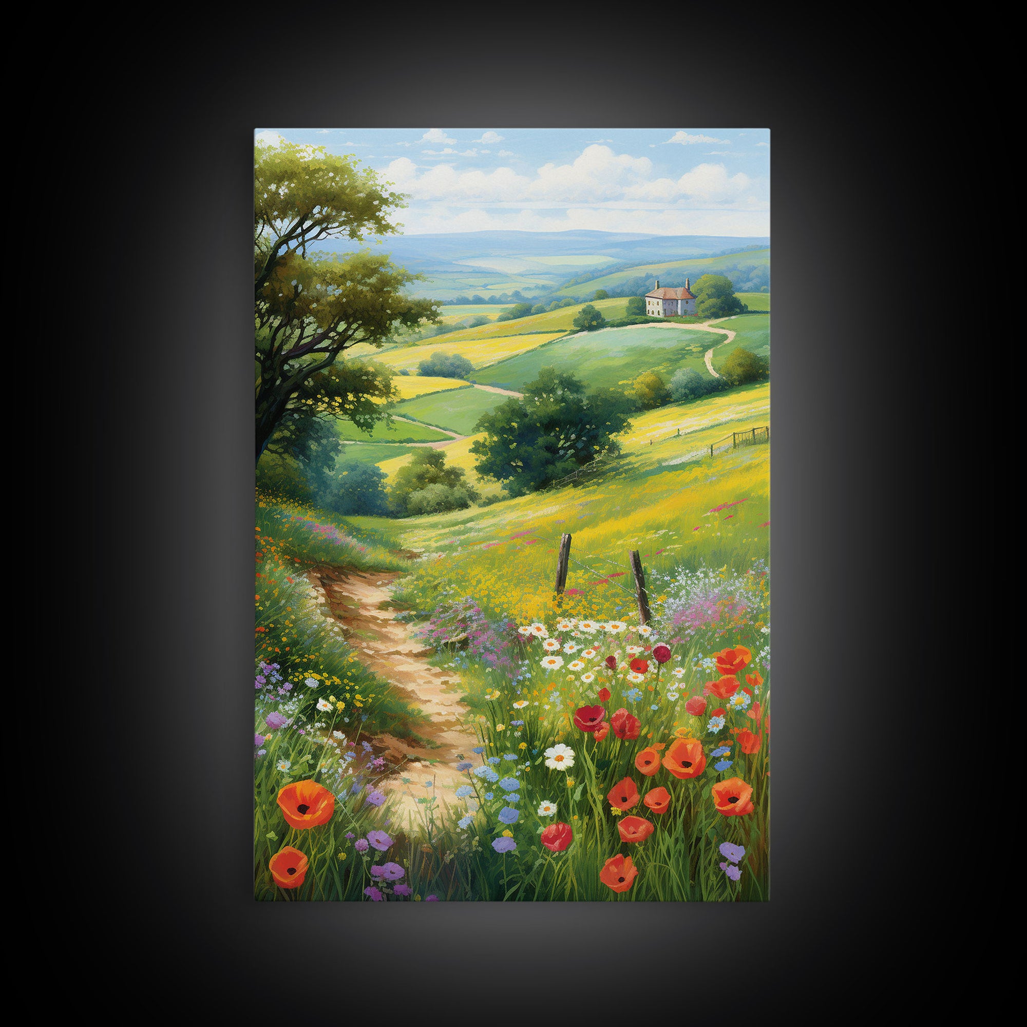 Countryside Wall Art, Wildflowers Wall Art, Meadow Wall Print, Canvas Print, Wall Art, Vertical Art, Country Wall Art, Landscape Art