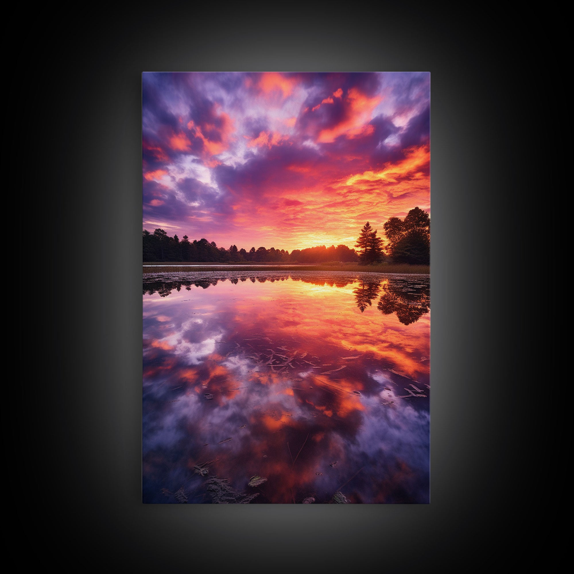 Lake Wall Art, Water Reflection, Landscape Wall Art, Sunset Wall Art, Canvas Print, Wall Art, Vertical Art, Nature Wall Art, Wall Hanging