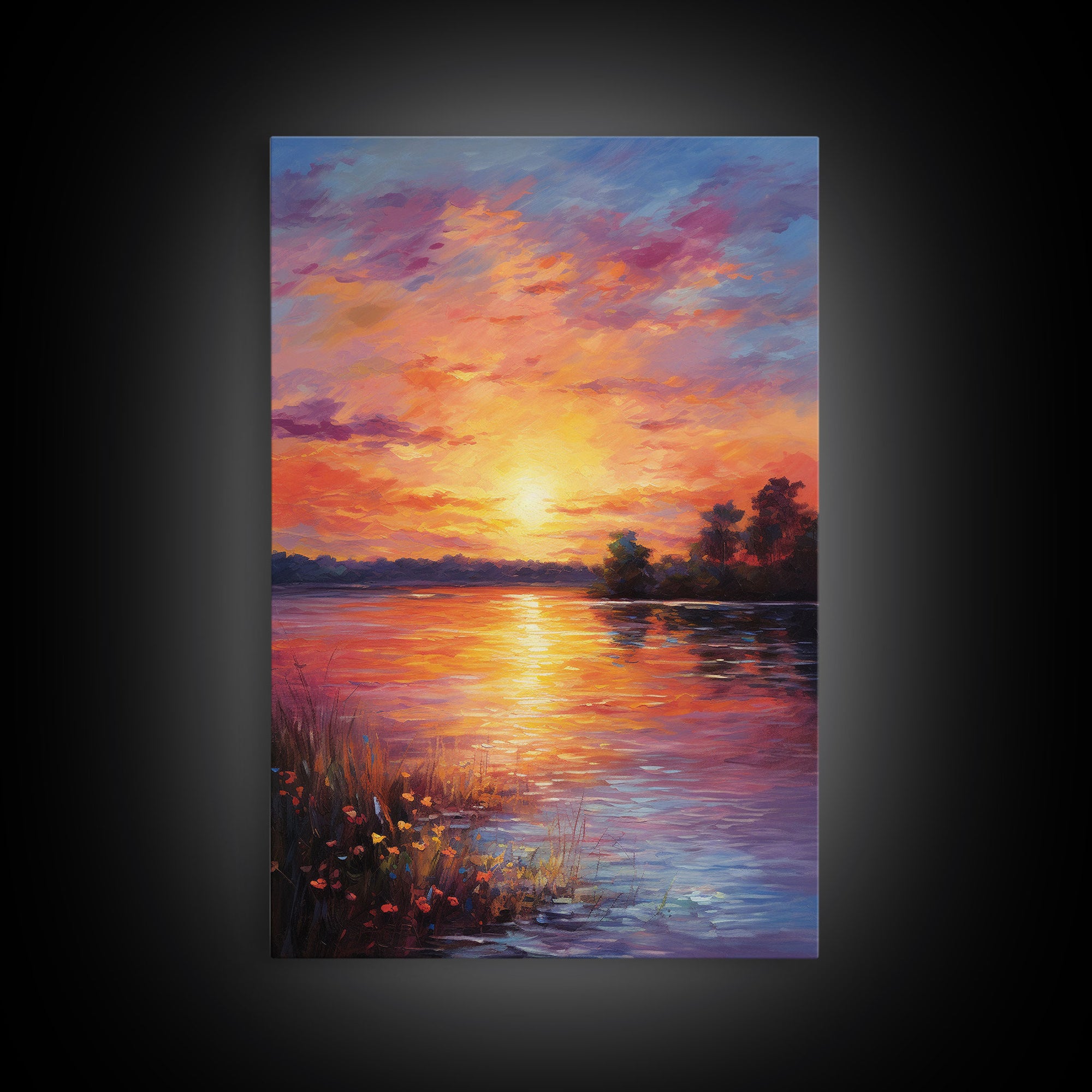 Sunset Wall Art, River Art Print, Landscape Wall Art, Nature Print, Canvas Print, Wall Art, Vertical Art, Going Away Gift, Over Bed Wall Art