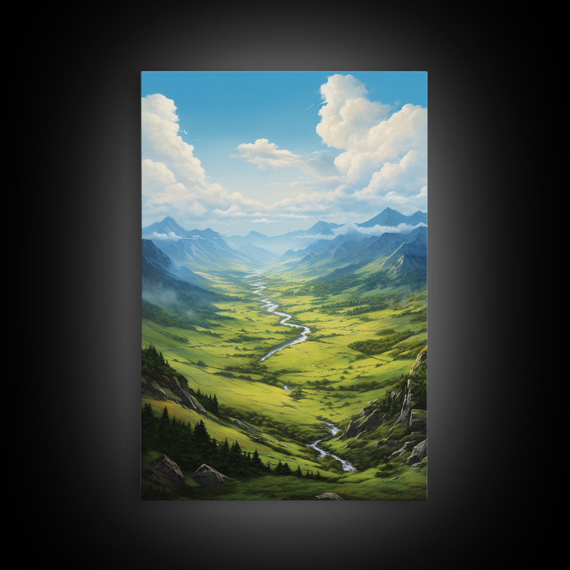 Mountains Wall Art, Valley Art, River Wall Print, Canvas Print, Wall Art, Vertical Art, Realtor Thank You, Home Wall Decor, Dorm Room Art