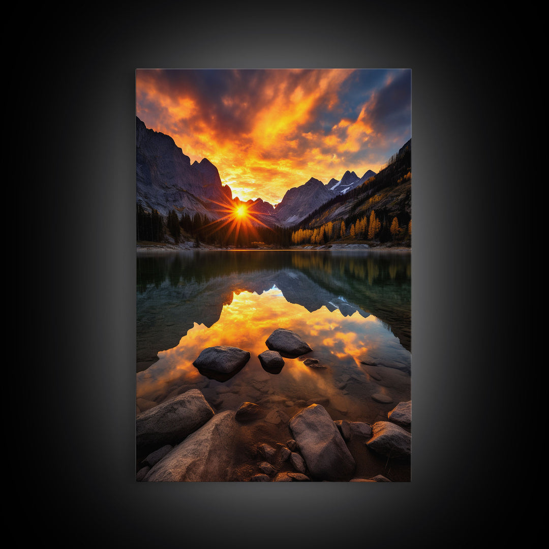 Lake Wall Art, Landscape Print, Nature Wall Art, Trees Wall Art, Canvas Print, Wall Art, Vertical Art, Congratulations Gift, Above Bed Art