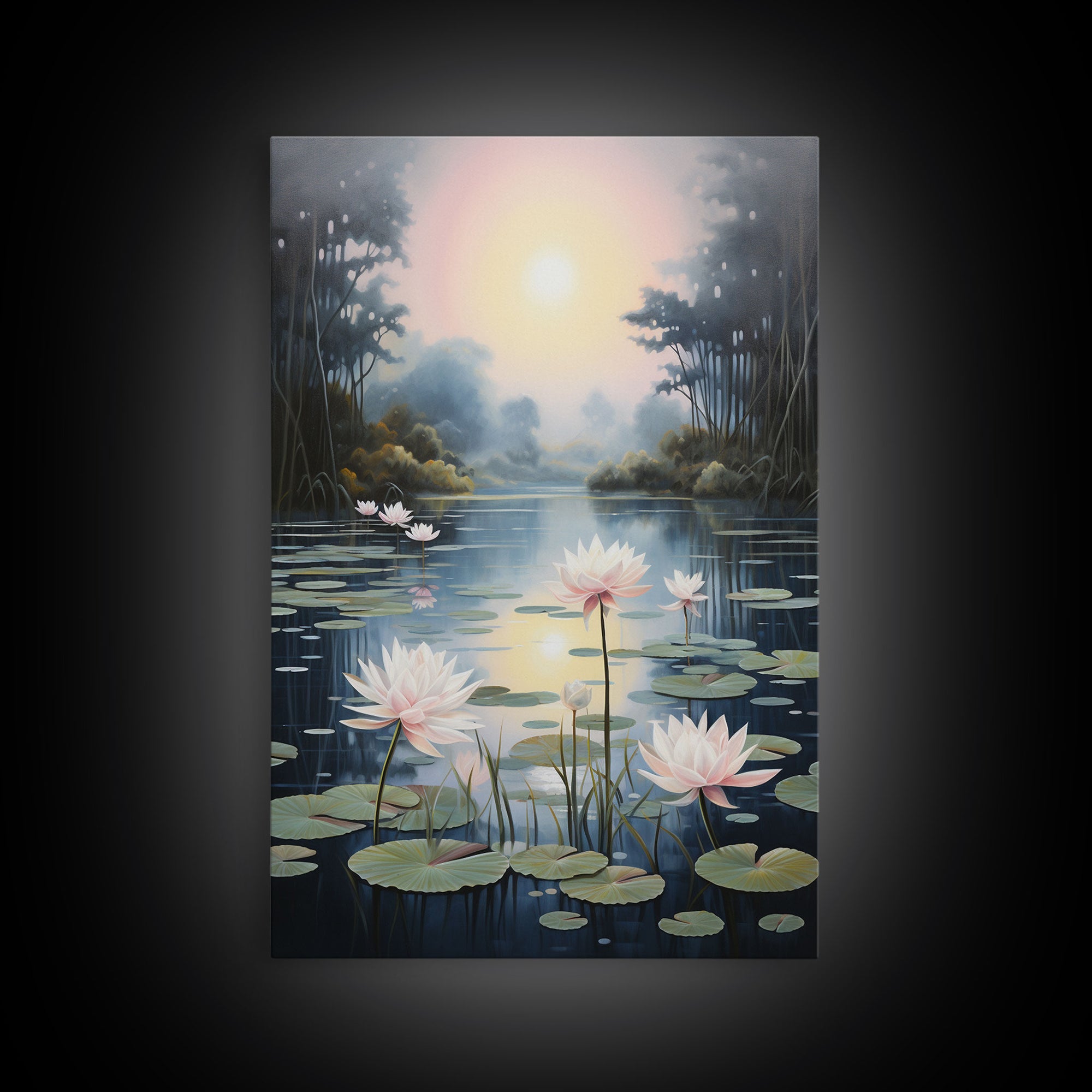 Lake Wall Art, Lotus Wall Print, Sunset Print, Canvas Print, Wall Art, Vertical Art, Birthday Gift, Country Home Art, Bedroom Teen Girl Art