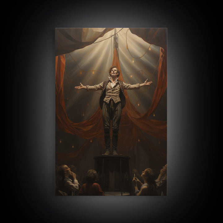The Macabre Circus, Spooky Cursed Circus Act, Framed Canvas Print, Halloween Poster Art, Horror Prints, Victorian Circus Act