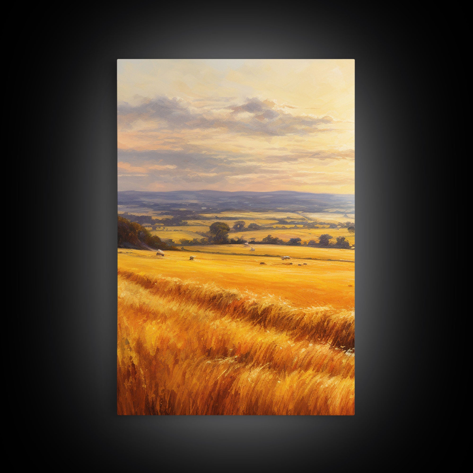 Countryside Wall Art, Wheat Field Art Print, Landscape Wall Art, Countryside Art, Canvas Print, Wall Art, 3 Piece Wall Art, Dorm Room Art