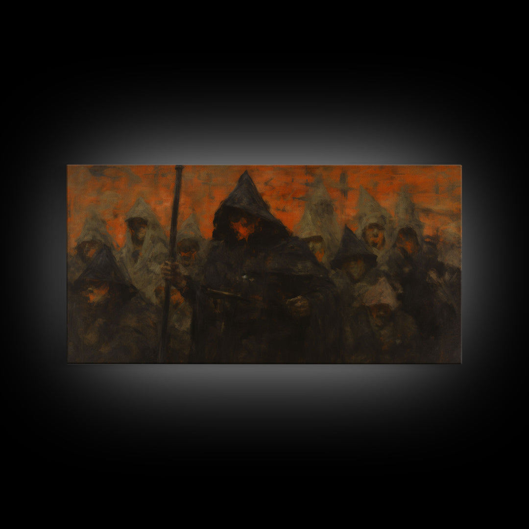 The Cult, Framed Canvas Print, Horror Prints, Halloween Art Print, Dark Academia, Spooky Halloween Art