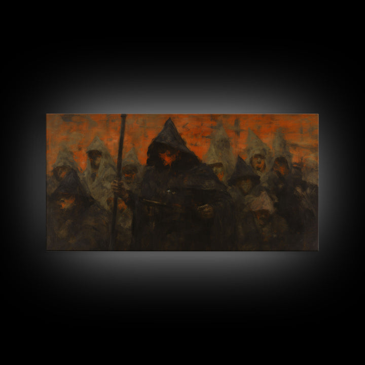 The Cult, Framed Canvas Print, Horror Prints, Halloween Art Print, Dark Academia, Spooky Halloween Art