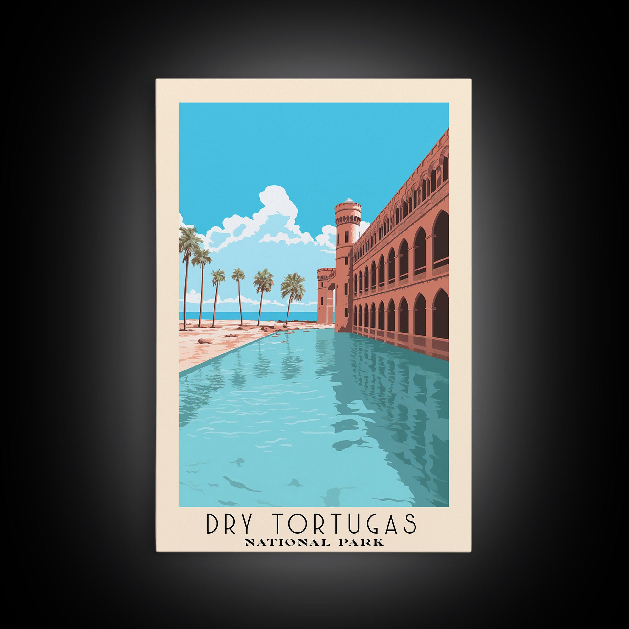 Dry Tortugas National Park Florida Travel Art, National Park Print, Minimalist Travel Art, Midcentury Modern Style Landscape Painting