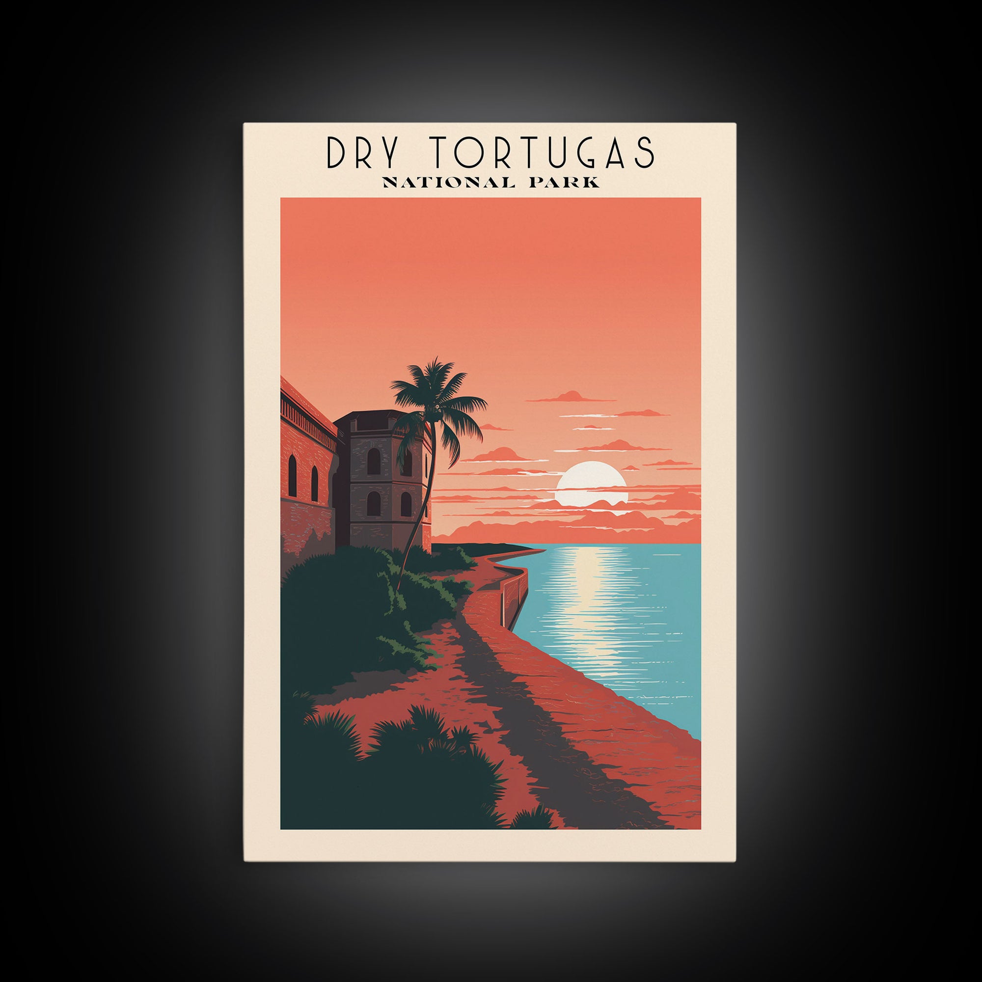 Dry Tortugas National Park FloridaTravel Art, National Park Print, Minimalist Travel Art, Midcentury Modern Style Landscape Painting