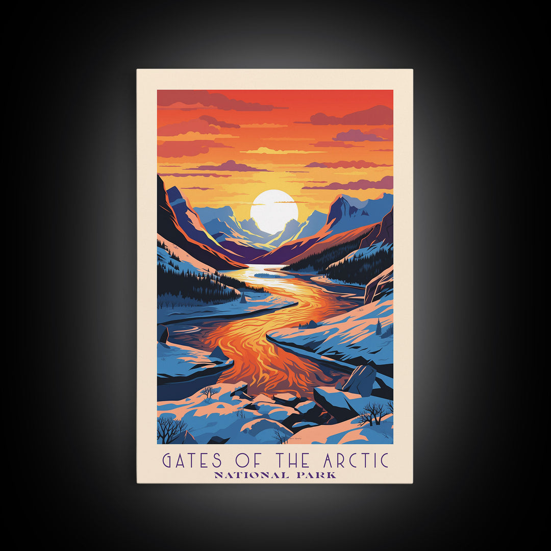 Gates Of The Arctic  National Park Travel Art, National Park Print, Minimalist Travel Art, Midcentury Modern Style Landscape Painting