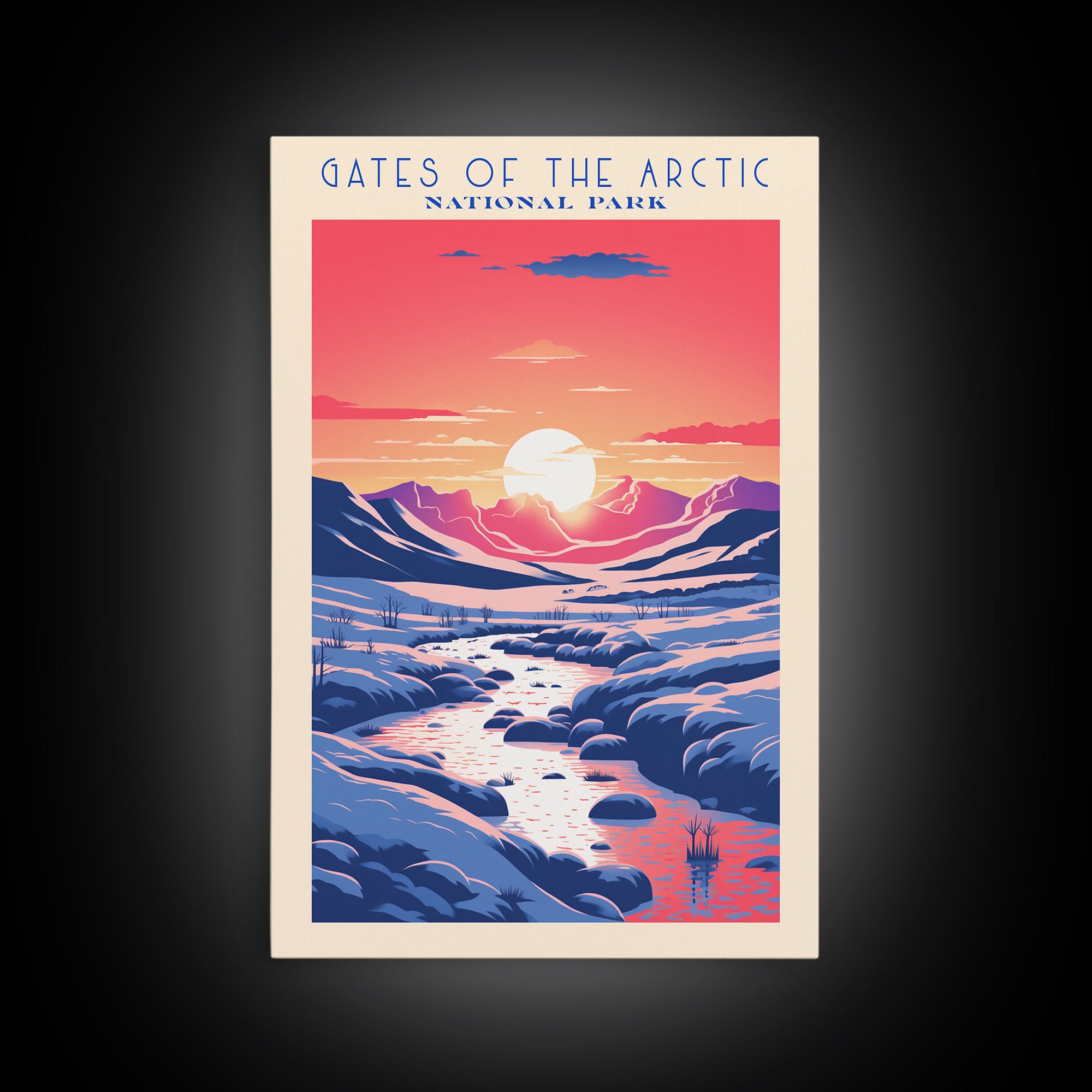 Gates Of The Arctic National Park Travel Art, National Park Print, Minimalist Travel Art, Midcentury Modern Style Landscape Painting
