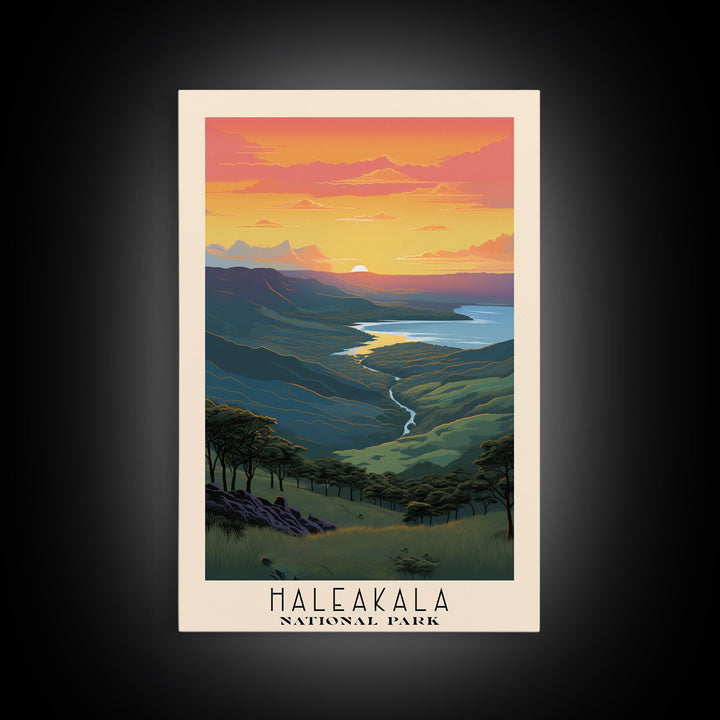 Haleakala National Park Hawaii Travel Art, National Park Print, Minimalist Travel Art, Midcentury Modern Style Landscape Painting