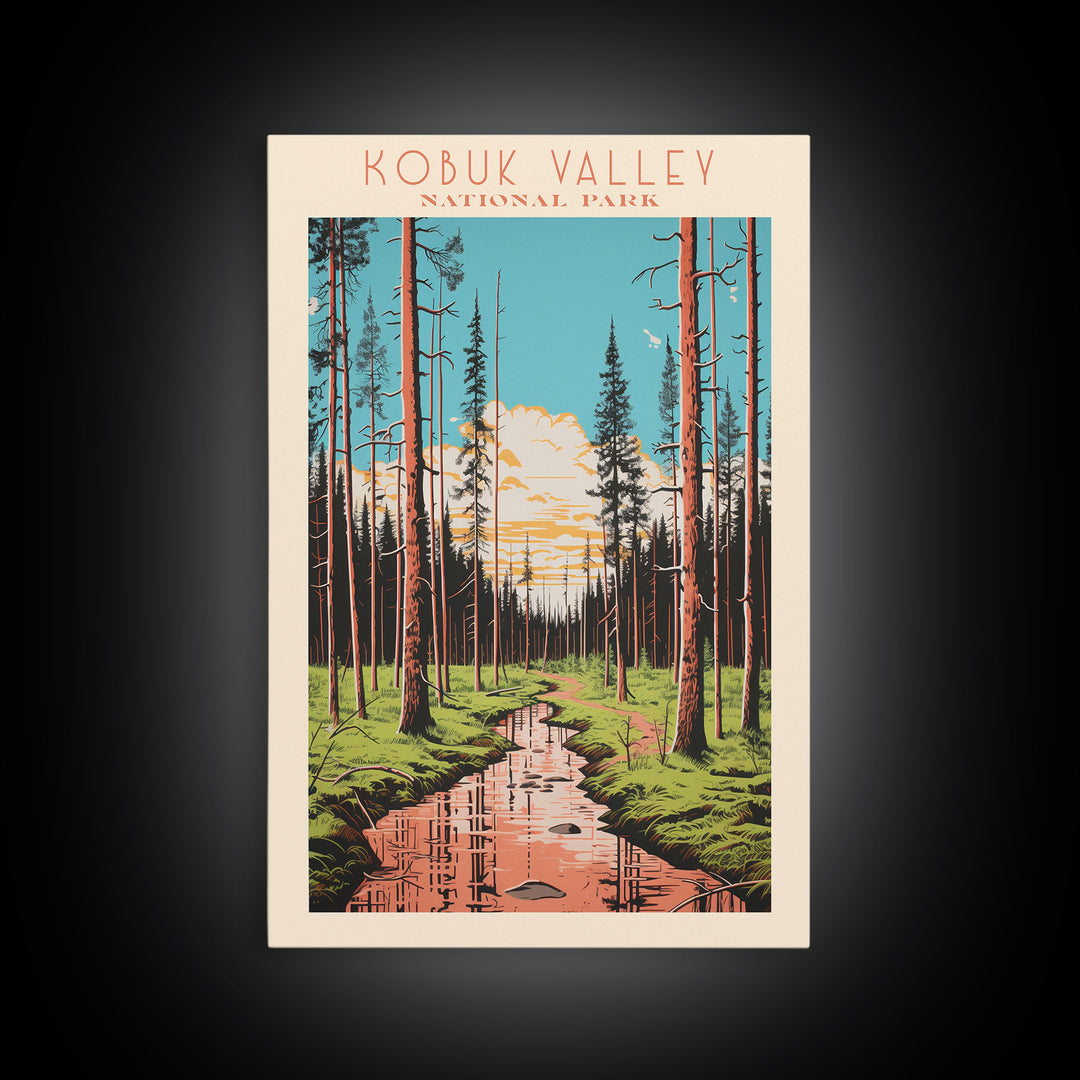 Kobuk Valley National Park Alaska Travel Art, National Park Print, Minimalist Travel Art, Midcentury Modern Style Landscape Painting