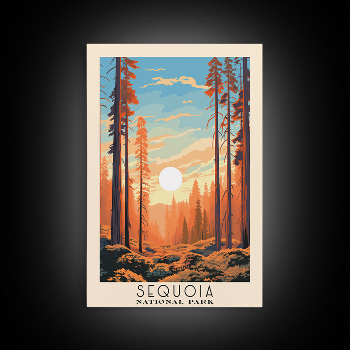 Sequoia National Park California Travel Art, National Park Print, Minimalist Travel Art, Midcentury Modern Style Landscape Painting