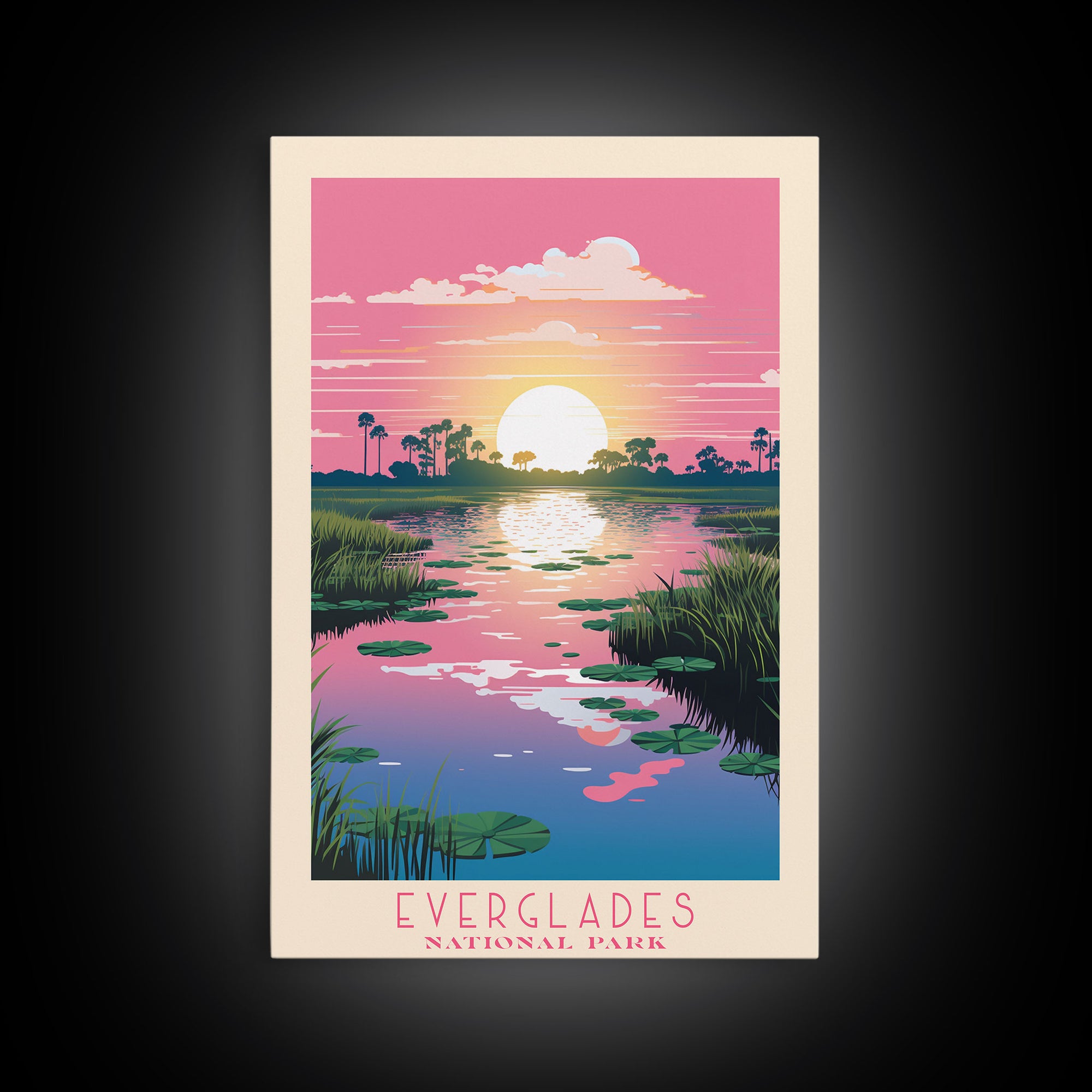 Everglades National Park Florida Travel Art, National Park Print, Minimalist Travel Art, Midcentury Modern Style Landscape Painting
