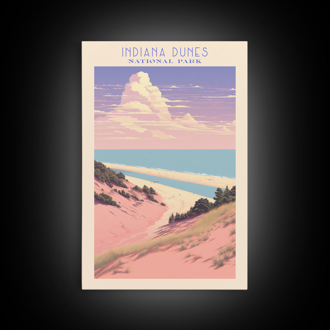 Indiana Dunes National Park Indiana Travel Art, National Park Print, Minimalist Travel Art, Midcentury Modern Style Landscape Painting
