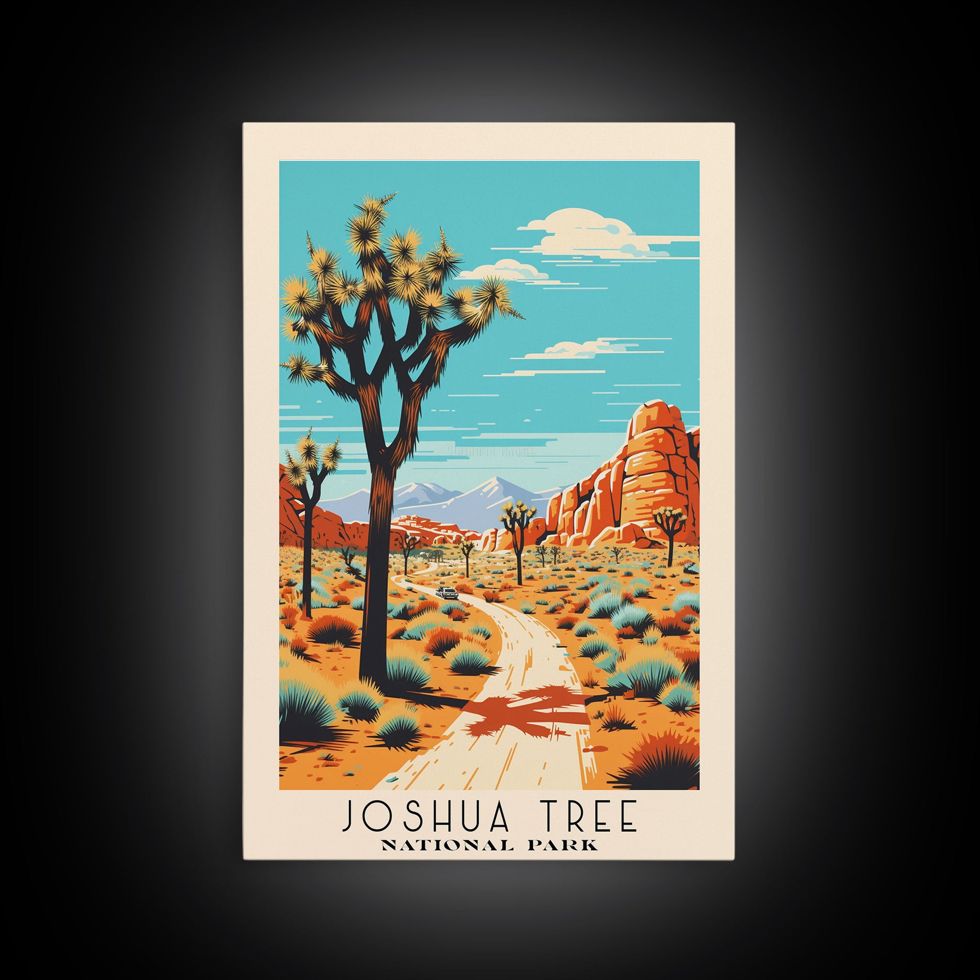 Joshua Tree National Park California Travel Art, National Park Print, Minimalist Travel Art, Midcentury Modern Style Landscape Painting