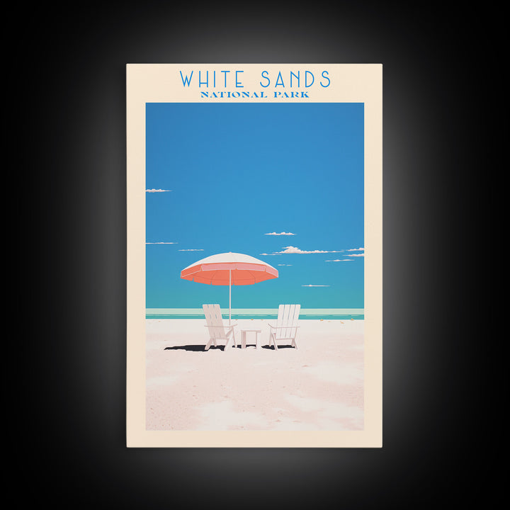White Sands National Park, New Mexico Travel Art, National Park Print, Minimalist Travel Art, Midcentury Modern Retro Style Landscape