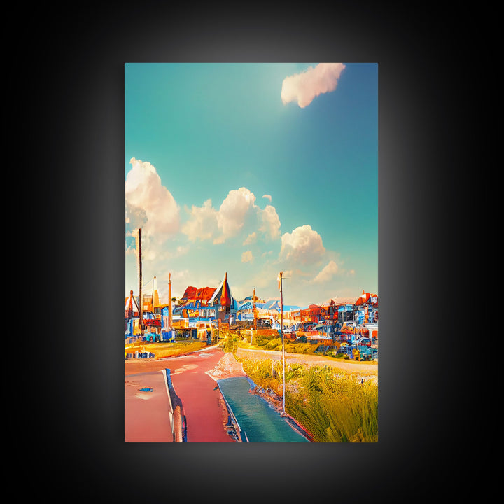 Italian Seaside Village, Cool Beach House Art, Lakehouse Wall Decor, 3 Piece Canvas Decor, 3 Piece Wall Art, Ready To Hang Canvas Prints