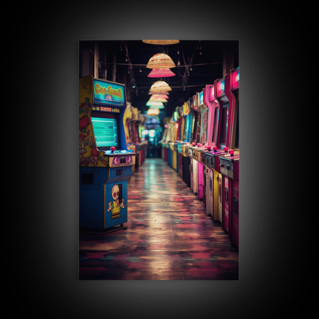 Retro Arcade, Arcade Machine, Game Room Art, Video Game Art, Retro Gaming, Video Game, Canvas Print, Wall Hanging, Portrait Art, Office Art