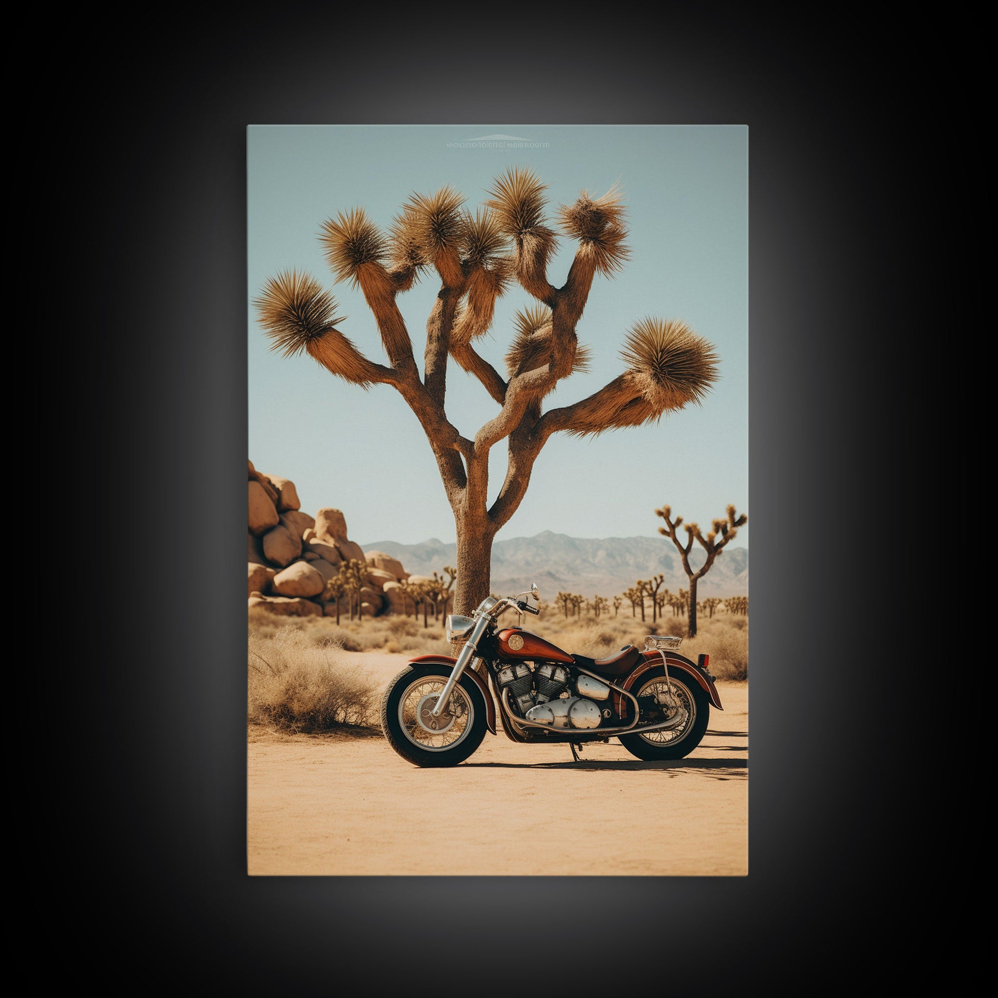 Motorcycle Wall Art, Cactus Wall Art, Desert Wall Art, Canvas Print, Wall Hanging, Portrait Art, Office Wall Decor, Above Bed Art, RV Decor