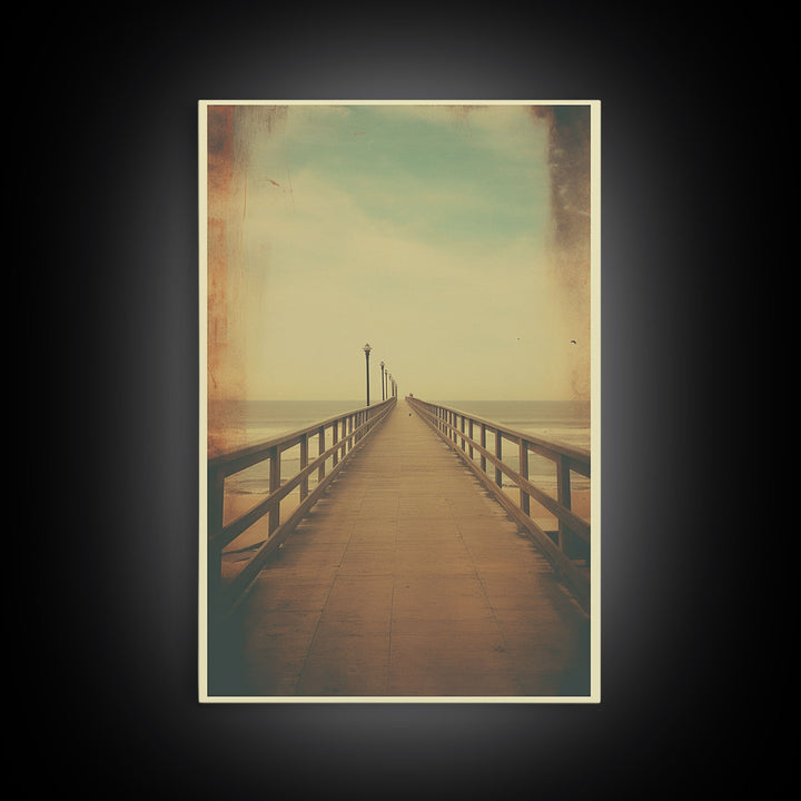 Pier, Minimalist Art, Ocean Art, Coastal Wall Art, Canvas Print, Wall Hanging, Portrait Art, Beach House Wall Decor, First Home Gift