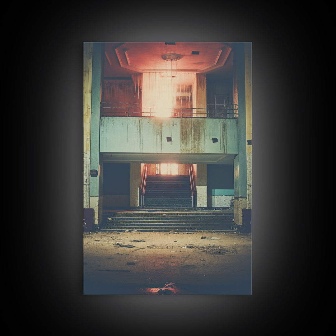 Abandoned Building, Retro Wall Canvas Print, Wall Hanging, Portrait Art, Volleyball Mom, Tiny House Decor, Family Gift, Spooky Room Decor