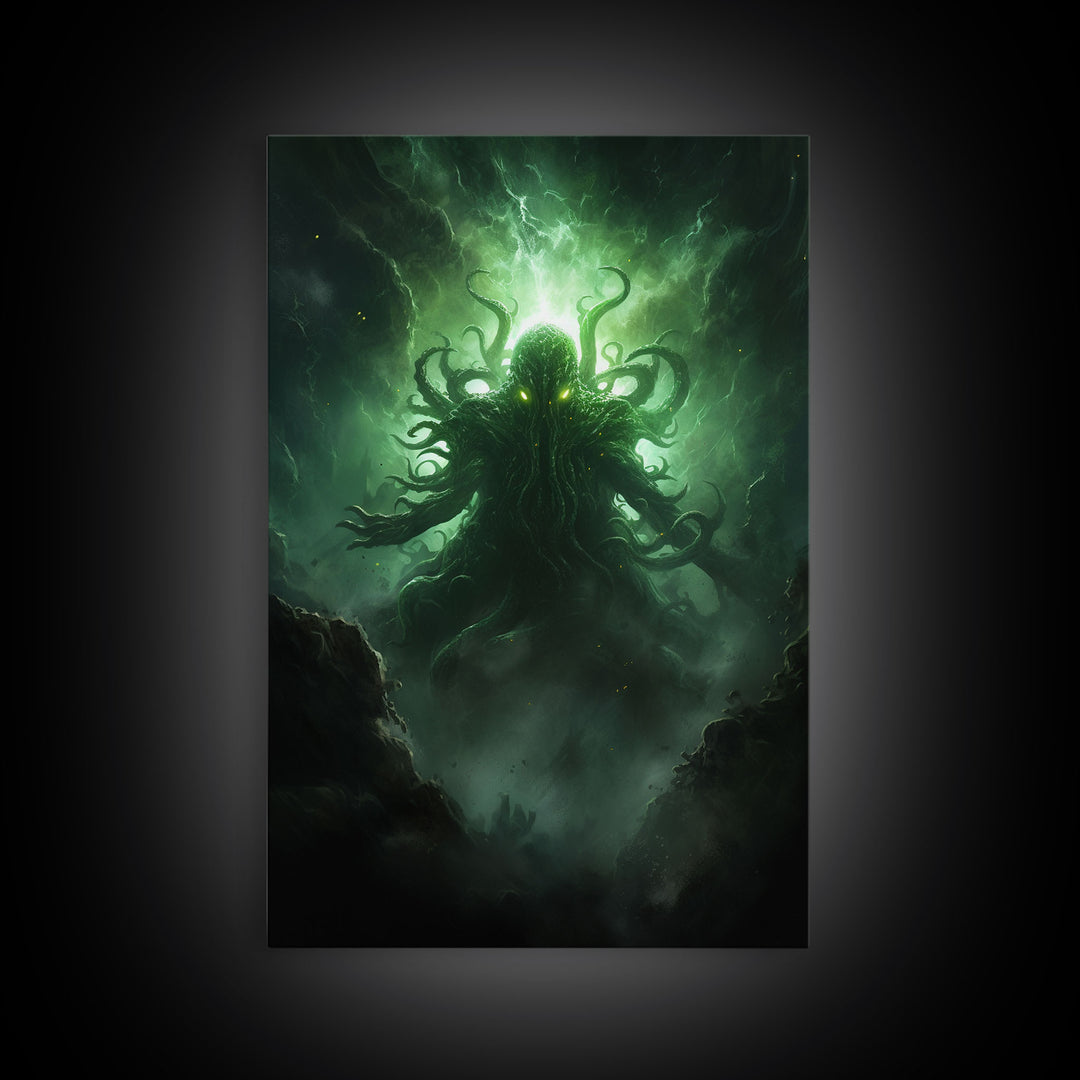 The Call Of Cthulhu - Portrait Of The Grim Reaper - Framed Canvas Print - Halloween Decor - Halloween Clearance - HP Lovecraft