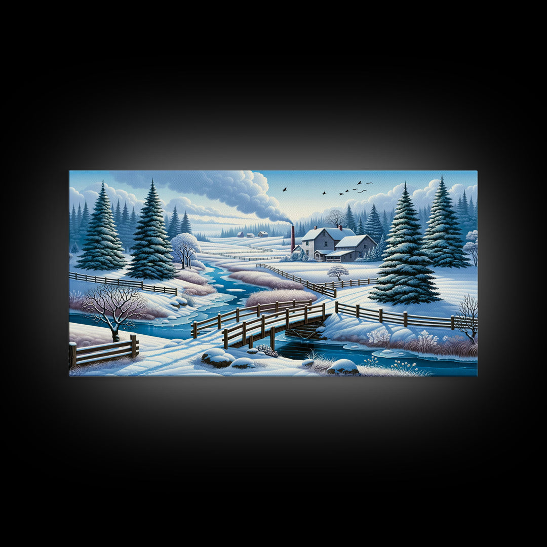 Scenic Winter Wonderland Framed Canvas Print | Winter Decor | Winter Centerpiece Above Mantle Or Sofa | Christmas Decor