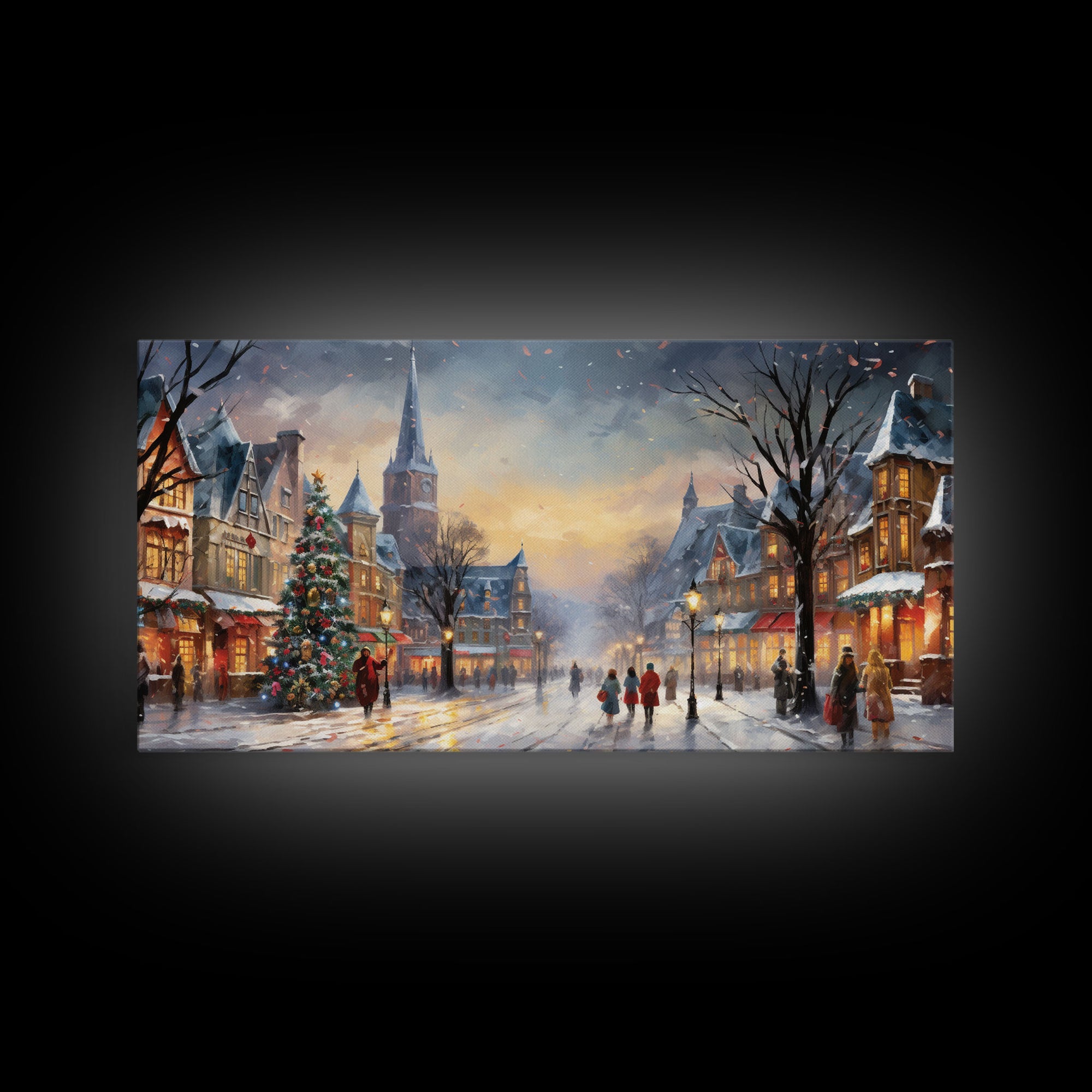 Retro Christmas Winter Wonderland Framed Canvas Print - Christmas Decoration - Christmas Art - Christmas Living Room Decor