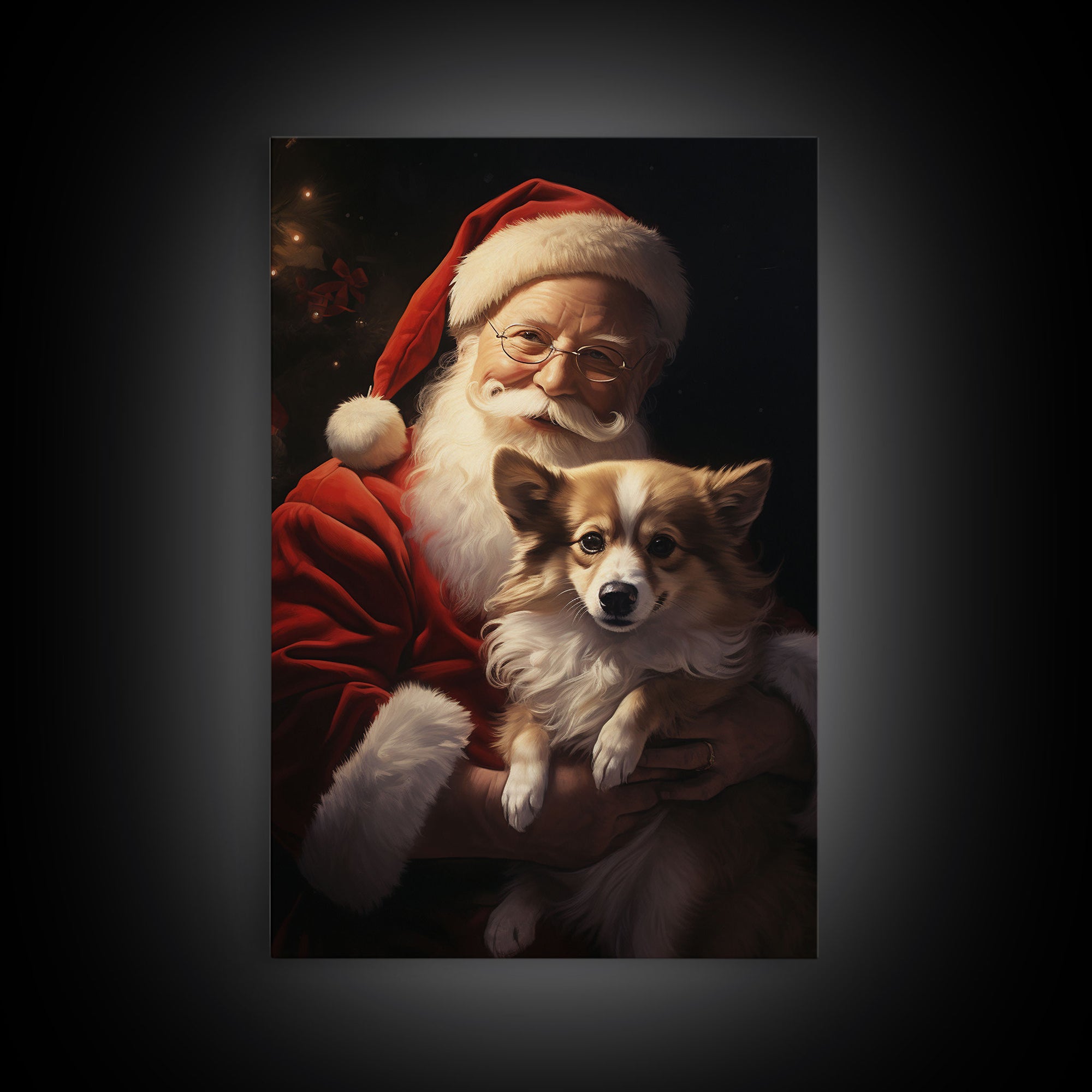 Santa Claus And His Corgi, Christmas Wall Art, Christmas Dog, Winter Wall Art, Santa Decor, Santa Art Print, Farmhouse Christmas