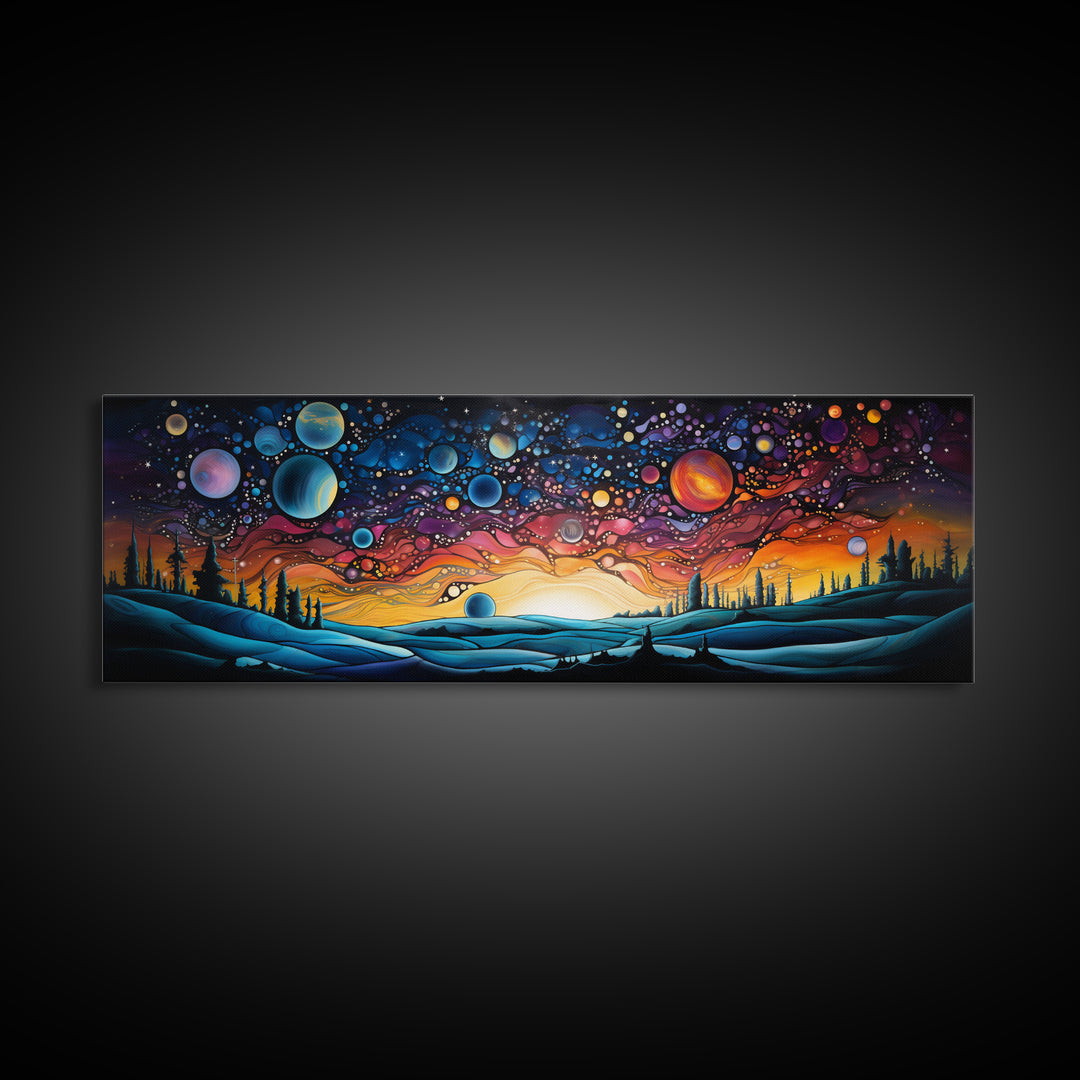 Abstract Galaxy Print, Framed Wall Art, Canvas Print, Van Gogh Inspired Art, Astronomy Gift, Living Room Decor, FREE SHIPPING