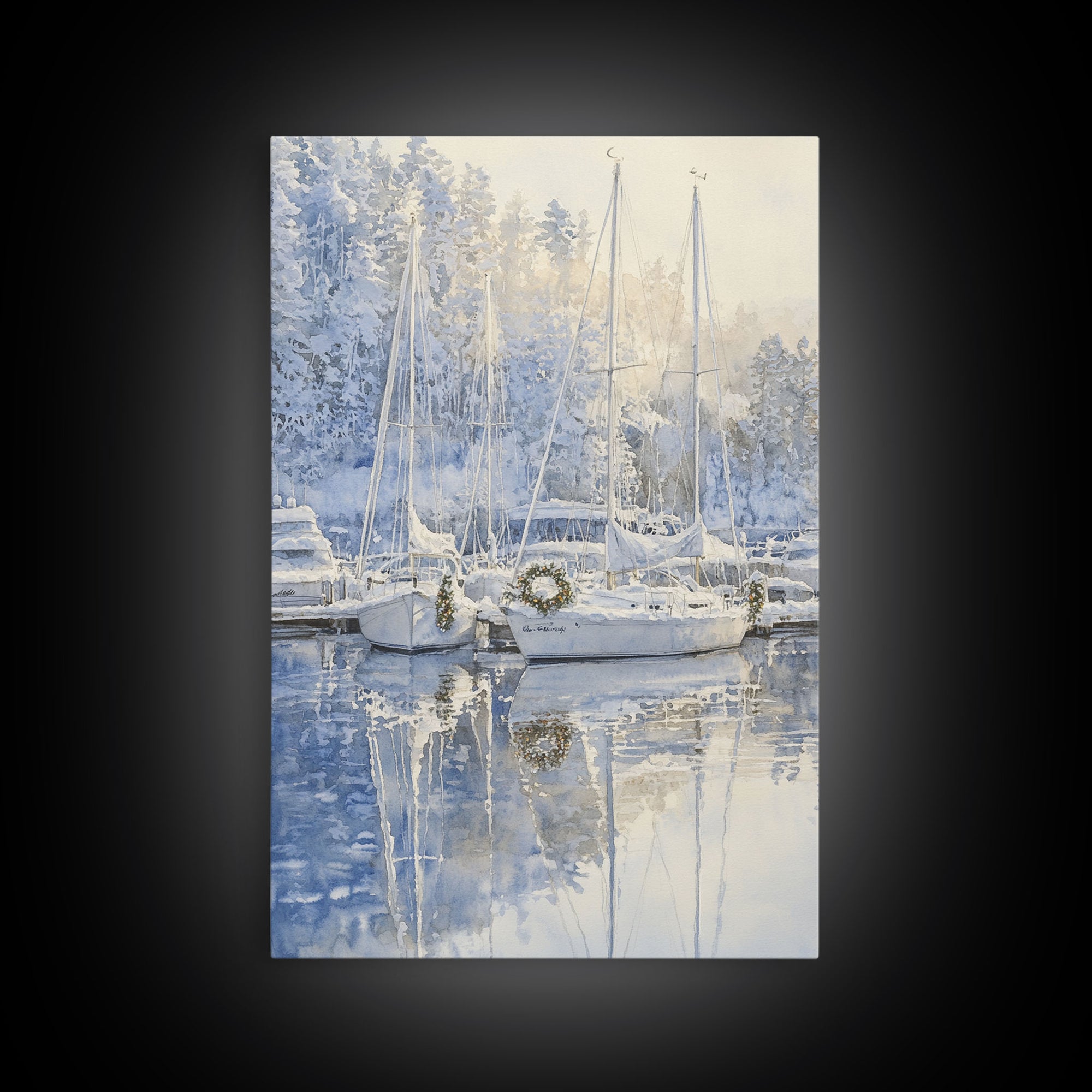 Nautical Christmas Decor, Sailboats On A Frozen Lake, 2024 Christmas Decor, Boho Christmas Decor, Christmas Mantle Decor