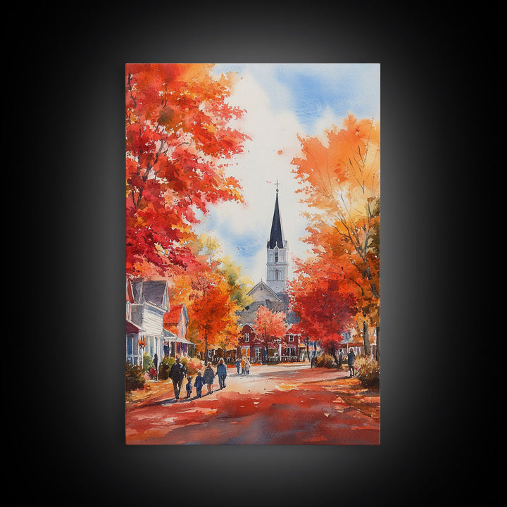 Rustic Red Barn And Tractor In Fall Landscape Framed Canvas Print Autumn Farmhouse Wall Art Seasonal Country Decor Holiday Wall Art