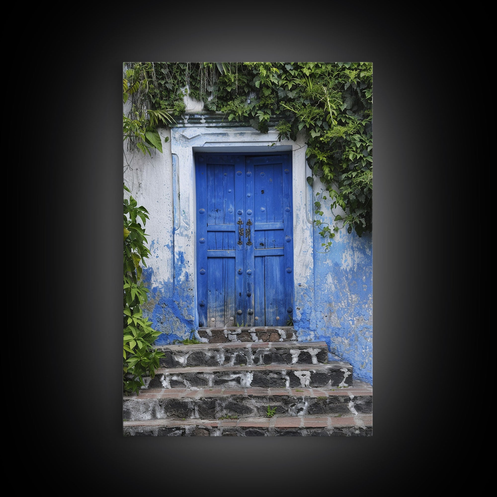 Change2 Mexican Wall Art, Colorful Mexican Door Architecture Painting Framed Canvas Print, Traditional Hacienda Architecture, Ready To Hang