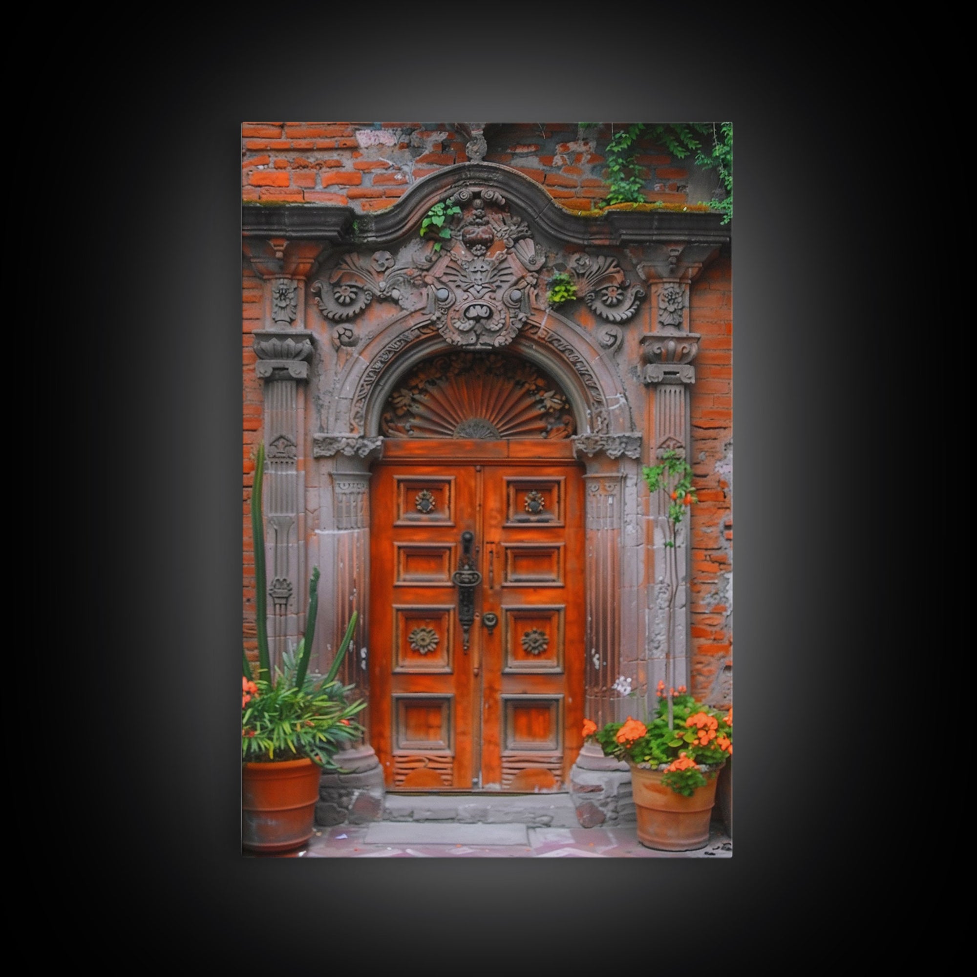 Change23. Mexican Wall Art, Framed Canvas Print, Old Town Mexico Architecture Wall Art, Framed Art
