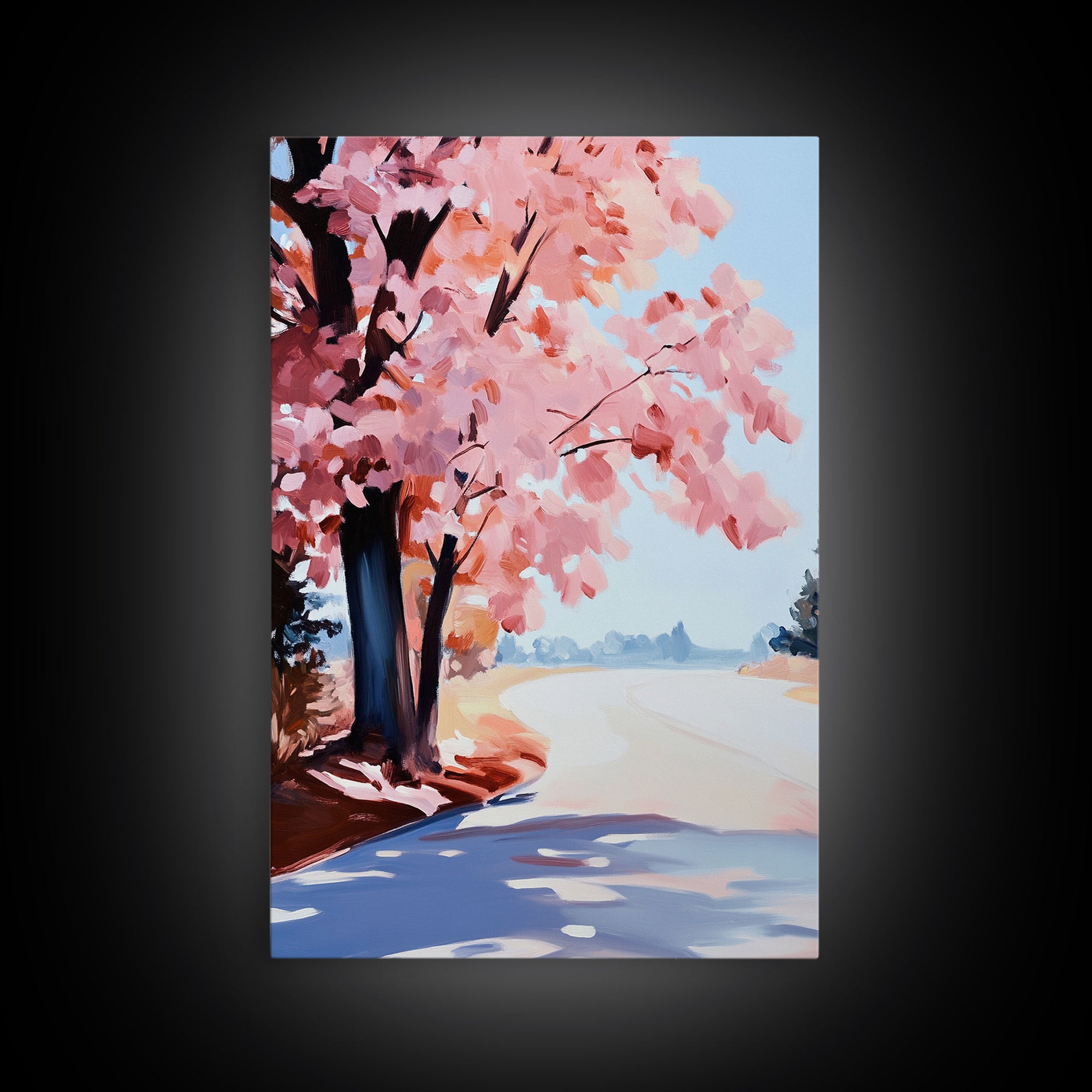 Winter Landscape Painting Print, Canvas Art, Retro Christmas Decor, Vintage Christmas Wall Art