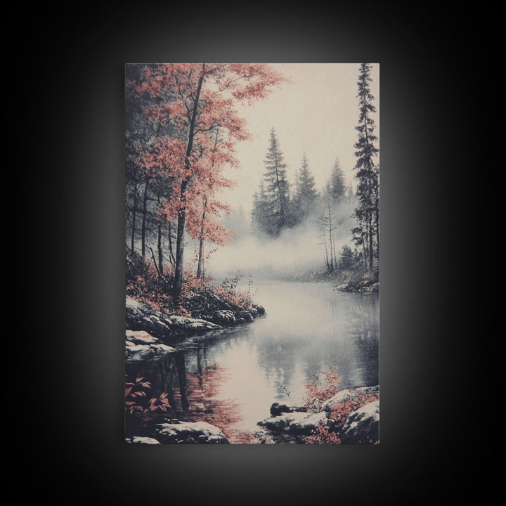 Canvas Print of Serene Winter Landscape with Snow and Bare Trees, Winter Wall Art, Moody Landscape, Gift Idea, Minimalist Seasonal Decor