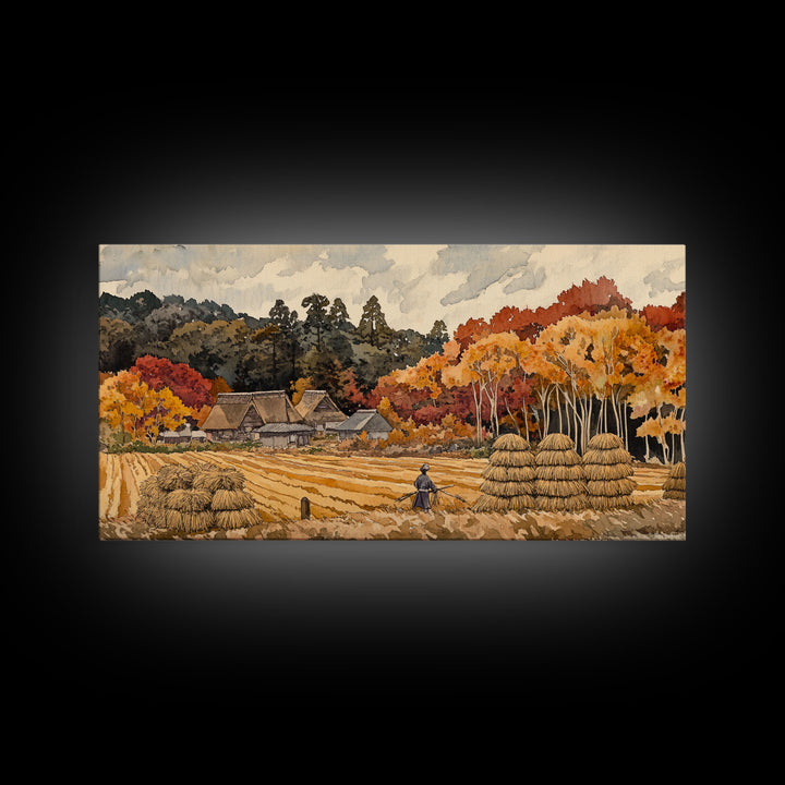 Harvest in Autumn Glory - holiday decor, rustic Christmas decor, country Christmas decor, Christmas scene art, seasonal wall art