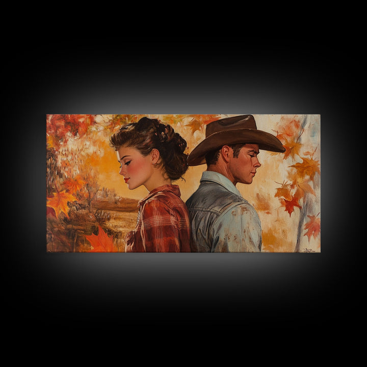 Framed Canvas Print Cowboy Gazing Over Snowy Landscape Western Horse Rider Winter Mountain Art Winter Wonderland Wall Art