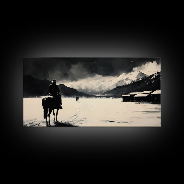 Retro-inspired Framed Canvas Print of a woman in a pink cowboy hat with a pumpkin, vintage fall decor and seasonal wall art for any space