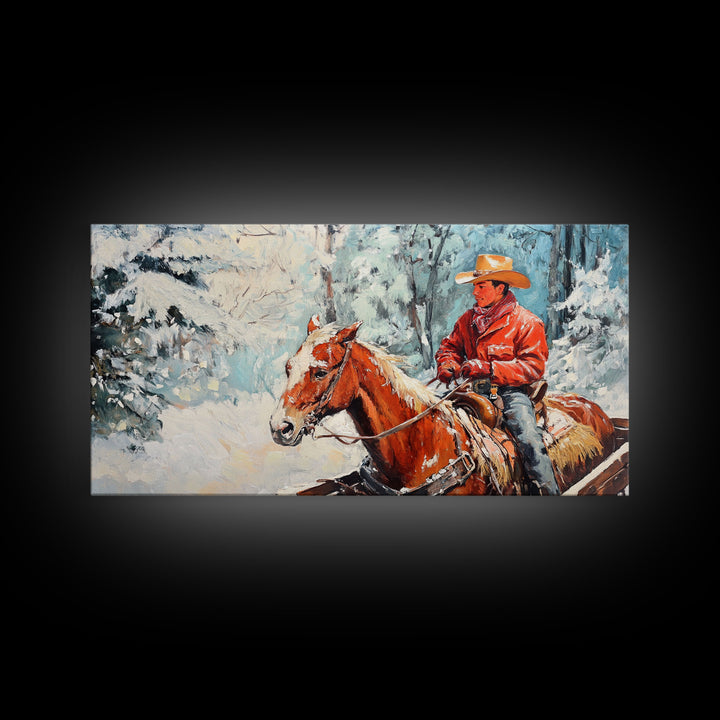 Minimalist Framed Canvas Print of a woman in a pink blouse and cowboy hat, offering modern farmhouse decor art with a hint of rustic charm