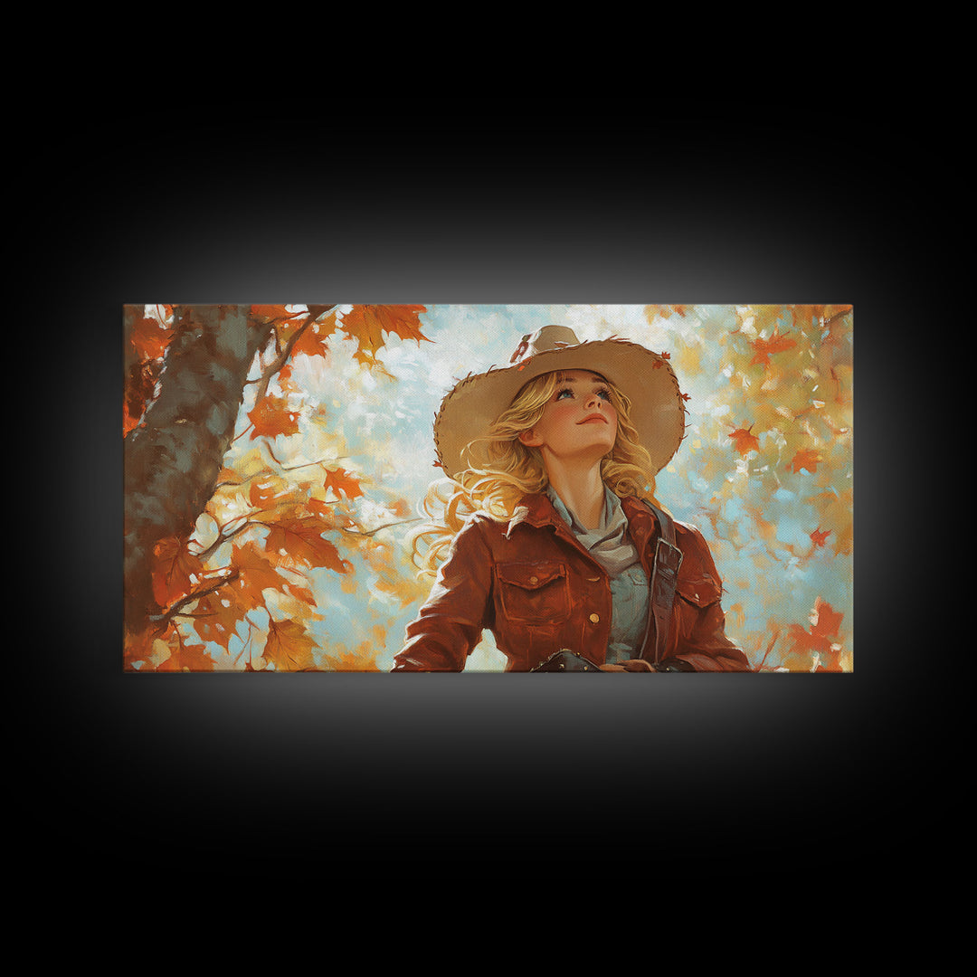 Serene Framed Canvas Print of Autumn Cottage Landscape, Moody Country Wall Art for Fall Home Decor, Perfect Autumn Gift Idea Seasonal Decor