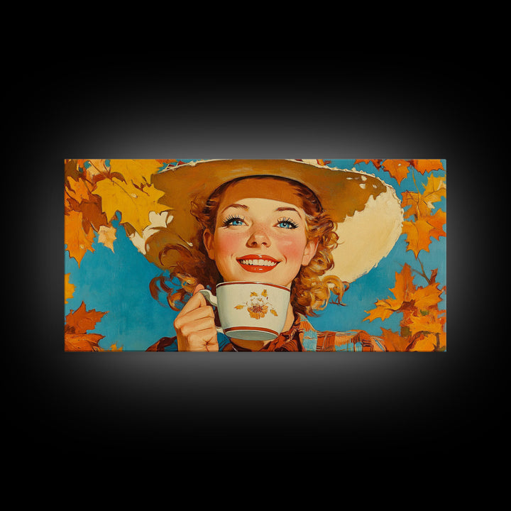 Vibrant Autumn Trees and Snow-Covered Landscape Framed Canvas Print, Bold Colors and Charming Scenery to Brighten Your Wall Art Collection