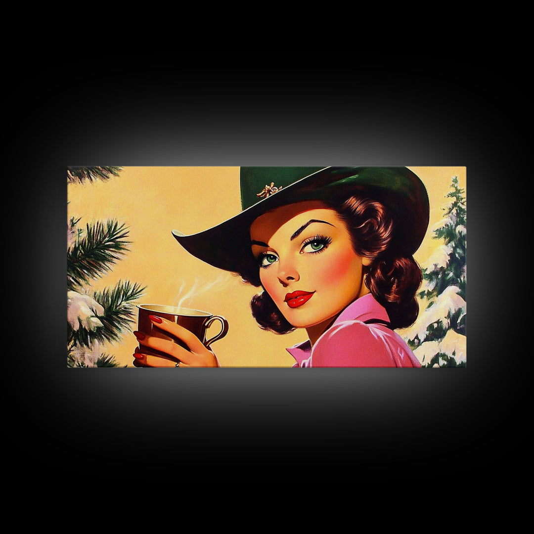 Serene Pathway Framed Canvas Print Featuring Pink Blossoms and Autumn Foliage, Calming Fall Landscape Ideal Seasonal Decor