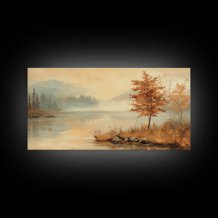 Fall In The Countryside, Moody Wall Decor, Framed Canvas Print, Seasonal Autumn Decor