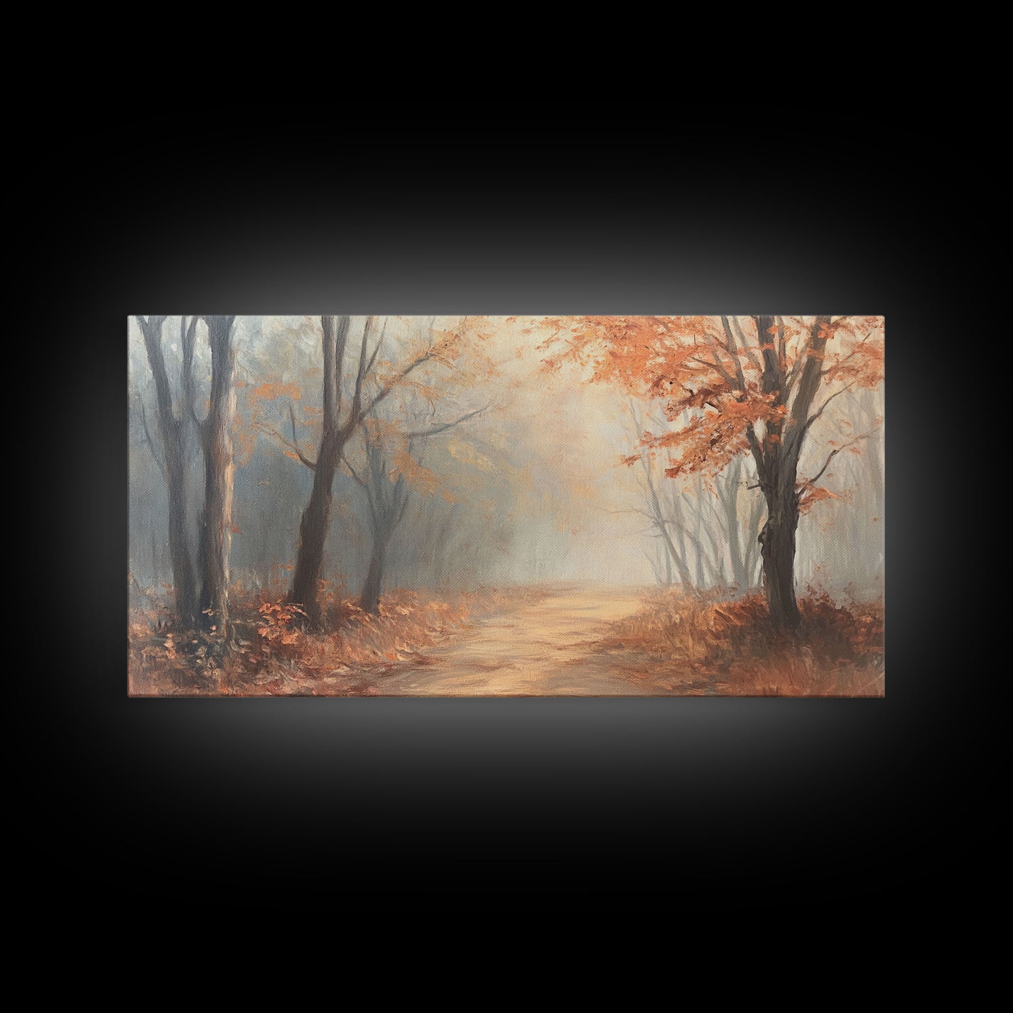 Path Through The Fall Forest, Framed Canvas Print, Winter Wonderland Decor, Perfect Wall Art and Gift Idea